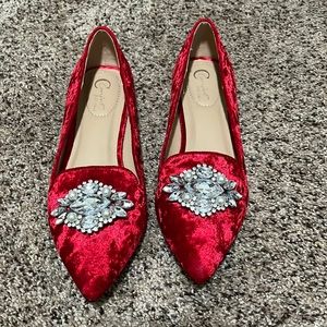 Red velvet flats